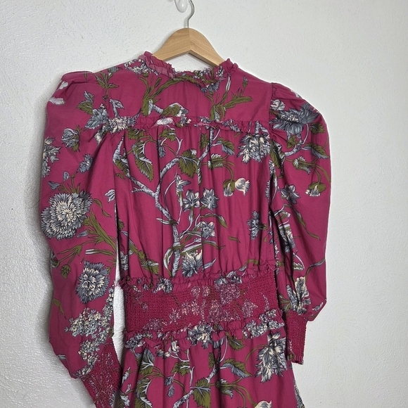 LOVE THE LABEL Wanda Floral Print Puff Sleeve Ruffle Dress Women's Size Small - Picture 16 of 16